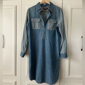 Chaps Two Tone Denim Long Sleeve Dress, Size M